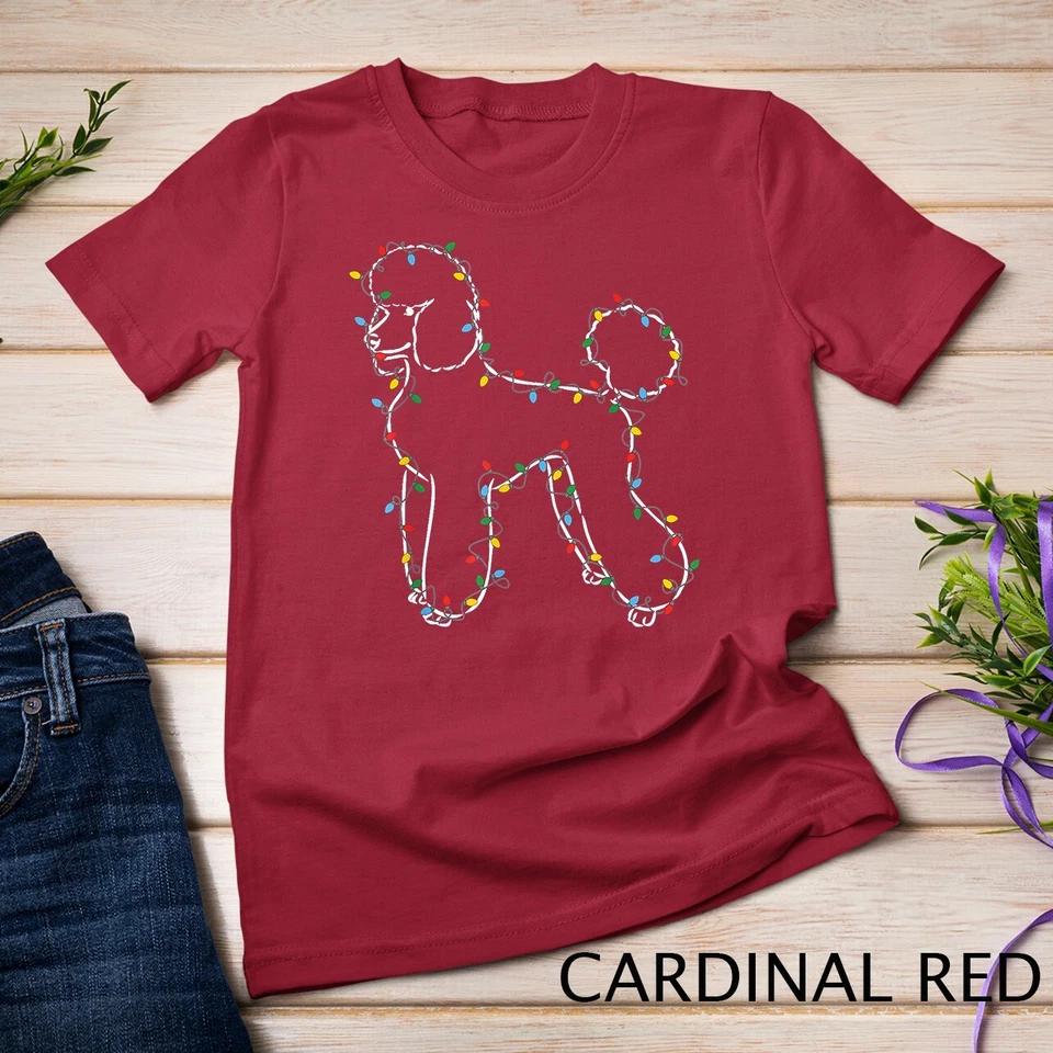 Poodle Christmas Lights Poodle Dog Lover Ugly Sweater Xmas Unisex T-shirt 2 M