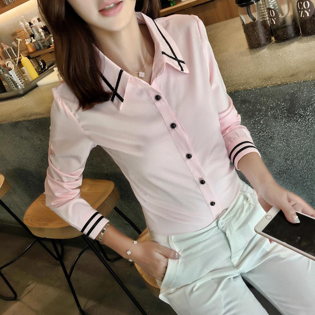 Versatile Korean Style Women's Chiffon Long-Sleeve Casual Loose Plus Size Shirt for Spring/Summer Fashion