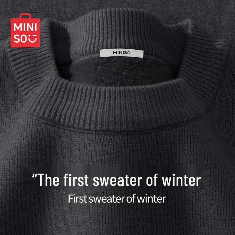 MINISO Men's Fleece-Lined Round Neck Sweater