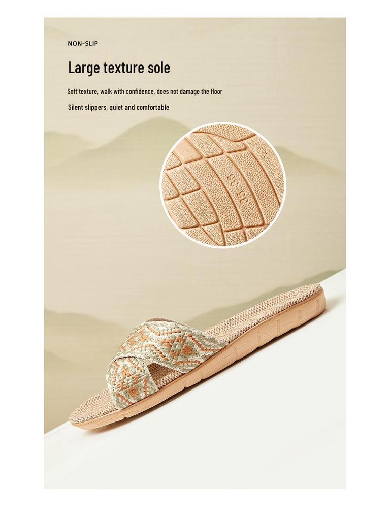 Women's Summer Silent Linen Slippers - Breathable Cotton for Indoor & Outdoor Use