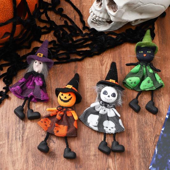 Halloween Hanging Decoration Pumpkin Ghost Witch Black Cat Plush Dolls Tree Ornaments for Indoor Outdoor Home Yard Porch Tree Decor