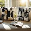 Vintage Retro Geometric Shading Background Cushion Cover Pillowcase Antidustmite Invisible Zipper Short Plush Sofa Cushion
