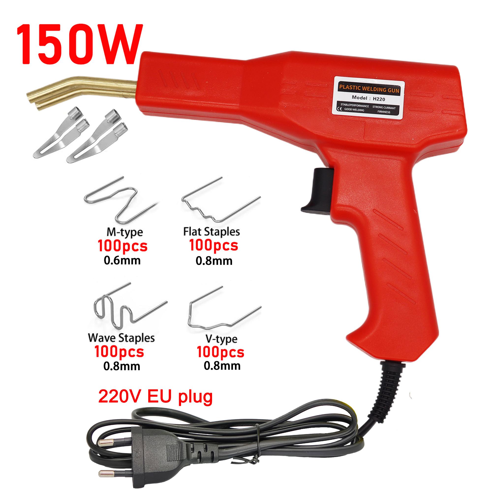 

150W Plastic Welder Kit with 400pcs Hot Staples, Auto Car Bumper Crack Repair Tool Set for Plastic Welding (Red) 220V