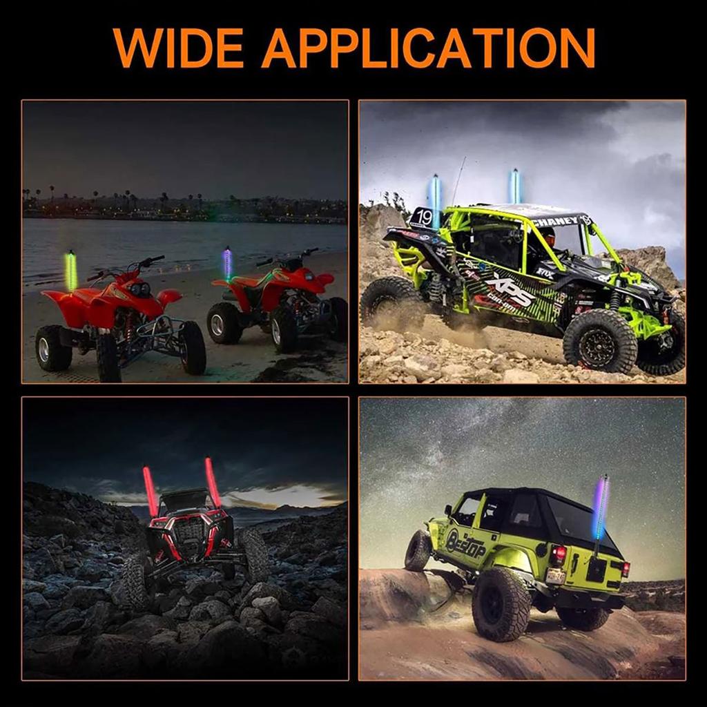Lámpara de mástil de bandera LED RGB de 30/60/90 cm para UTV Jeep Off-road ATV Camión Luz Ambiental Automática de 1 pie con Mando a Distancia Luz de Bandera Impermeable