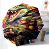 1pc The Dino Driver's Wild Journey Automatic Opening and Closing Cartoon Practical Umbrella - Suitable for Various Occasions, Outdoor Activities, Ligh