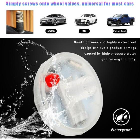 4PCS Car Tire Wheel Lights, Colorful Flashing LED Air Valve Cap Lights With Motion Sensor, Solar Waterproof Tire Light Gas Nozzle For Truck Bike
