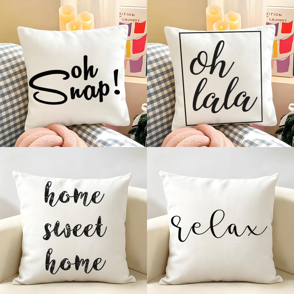 Finlay Noa Simple Words Ins Cushion Cover Natural Linen Organic Fabric DoubleSided Printing Room Sofa Decor Pillow Case