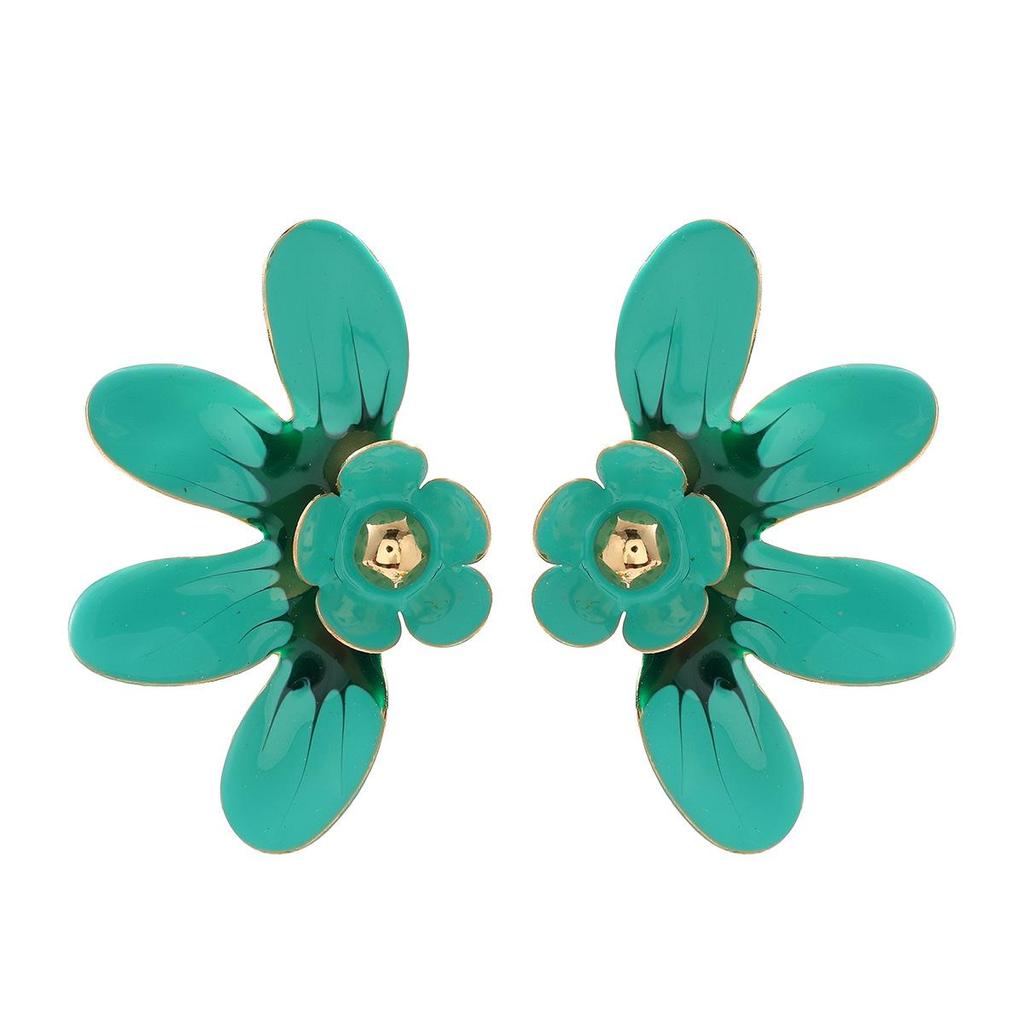 Pinkdudu New Multi Color Drip Oil Flower Stud Earrings Fashionable  Sweet Earrings For Women PD2184