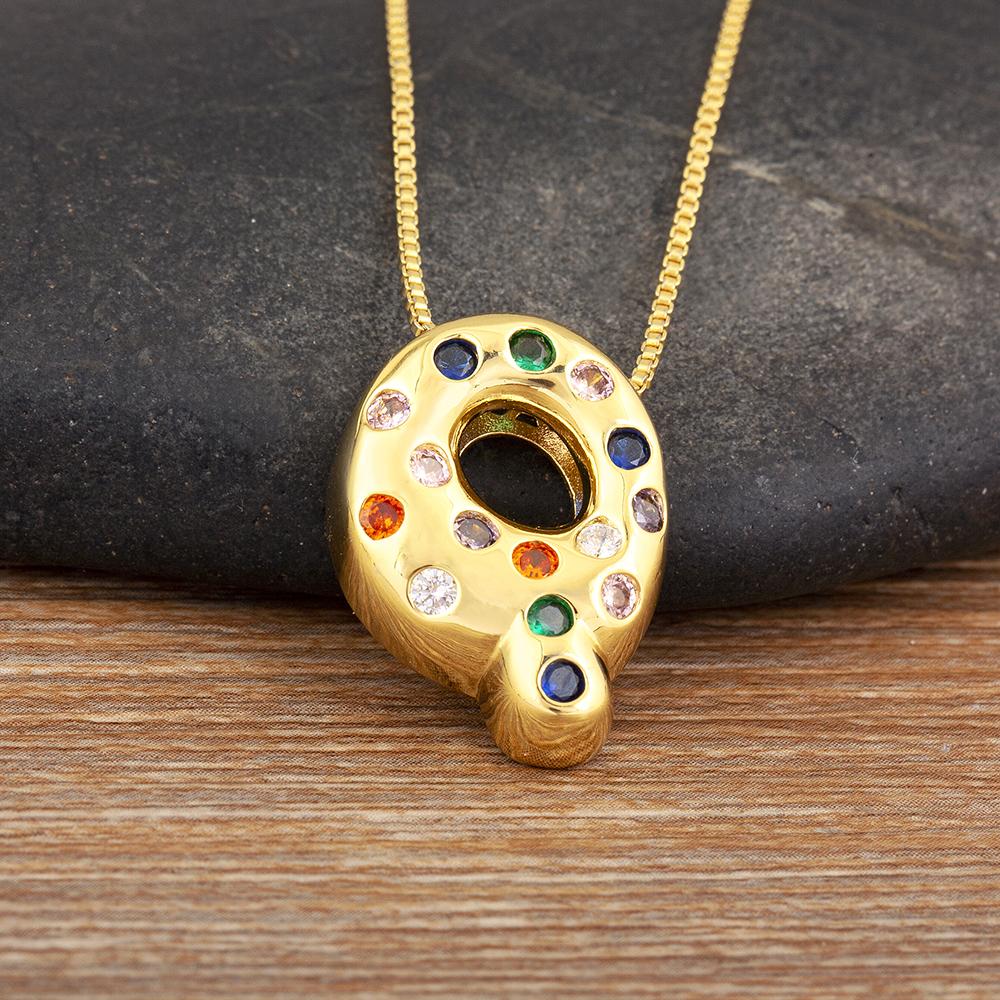 Nidin New Fashion 26 A-Z Letters Initials Alphabet Pendant Necklace For Women Men Inlaid Colorful Zircon Jewelry Accessories