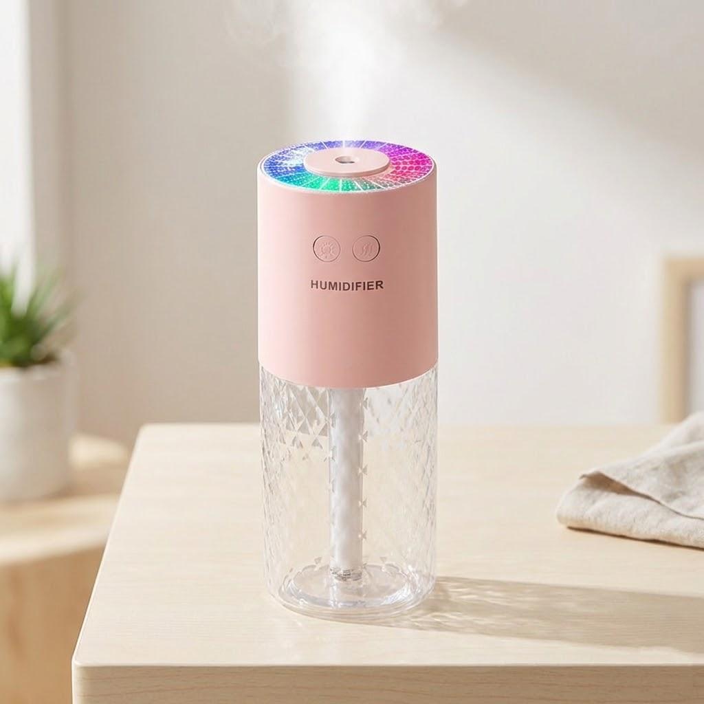 Portable Car Air Humidifier Aroma Crystal Projection Lamp Essential Oil Diffuser Home Use Vehicle Air Freshener