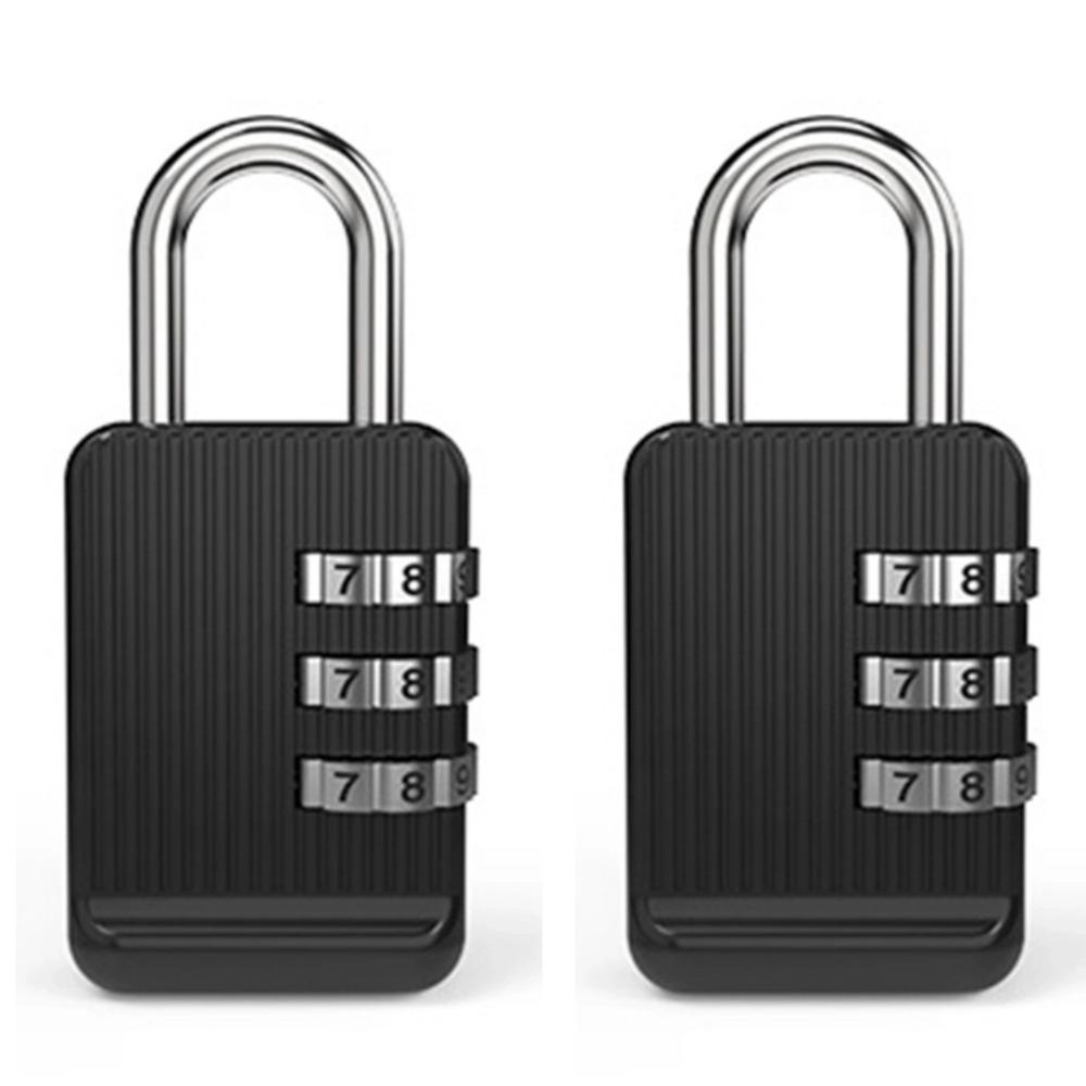 

2 шт. Водонепроницаемый 3-значный кодовый замок-сейф, противоугонный навесной замок, металлический кодовый замок, для уличных заборов чёрный