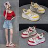 2526 Leather Casual Shoes Women's New Summer New Lightweight Thick-soled Heightening Sports Shoes Color Matching Breathable Board