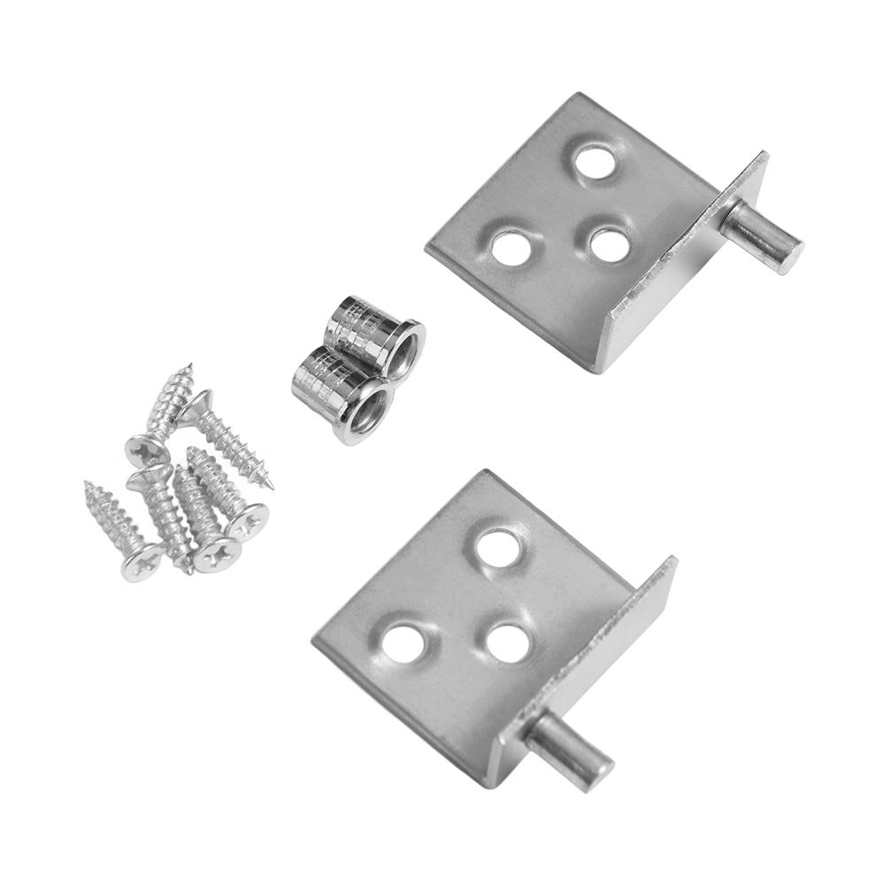 2pcs Multifunction Pivot Hinges Stainless Steel Black/Silver Concealed Shaft Heavy Duty With Bushing Upper Lower Hinge Clips