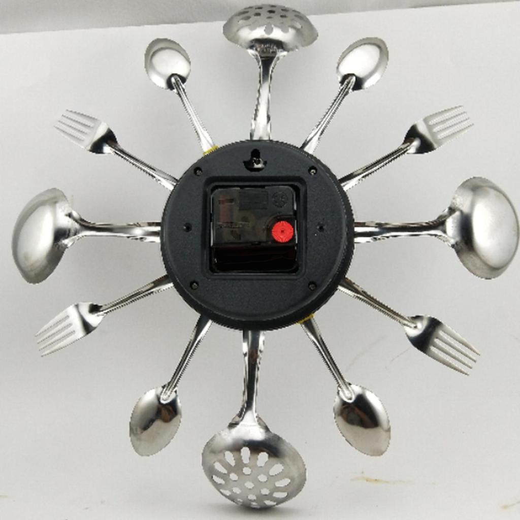 Modern Design Sliver Cutlery Kitchen Utensil Wall Clock for Decor
