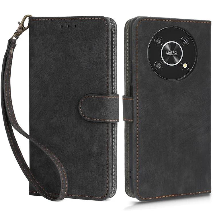 For Honor Magic4 Lite 5G / X9 5G / X30 5G Phone Bag Case RFID Blocking Wallet Leather Stand Phone Cover with Strap