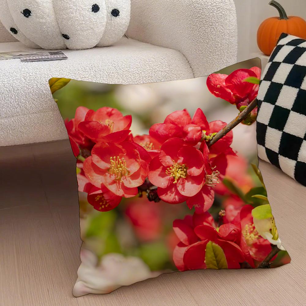 cheerful Natural Flowers in Photography Cushion Cover Throw Pillow Cover Hidden Button Durable Polyester Chair Cushion