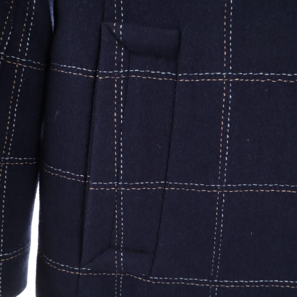 Marc by Marc Jacobs Check Pattern Wool Coat 4 Navy Women Used
