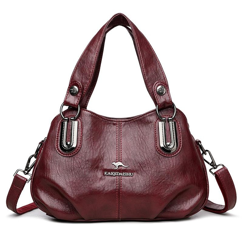 European and American Mother Bags, Middle-aged Women's Crossbody Large-capacity Simple Casual Shoulder Bags, Soft Leather Portable Retro Tote Bags