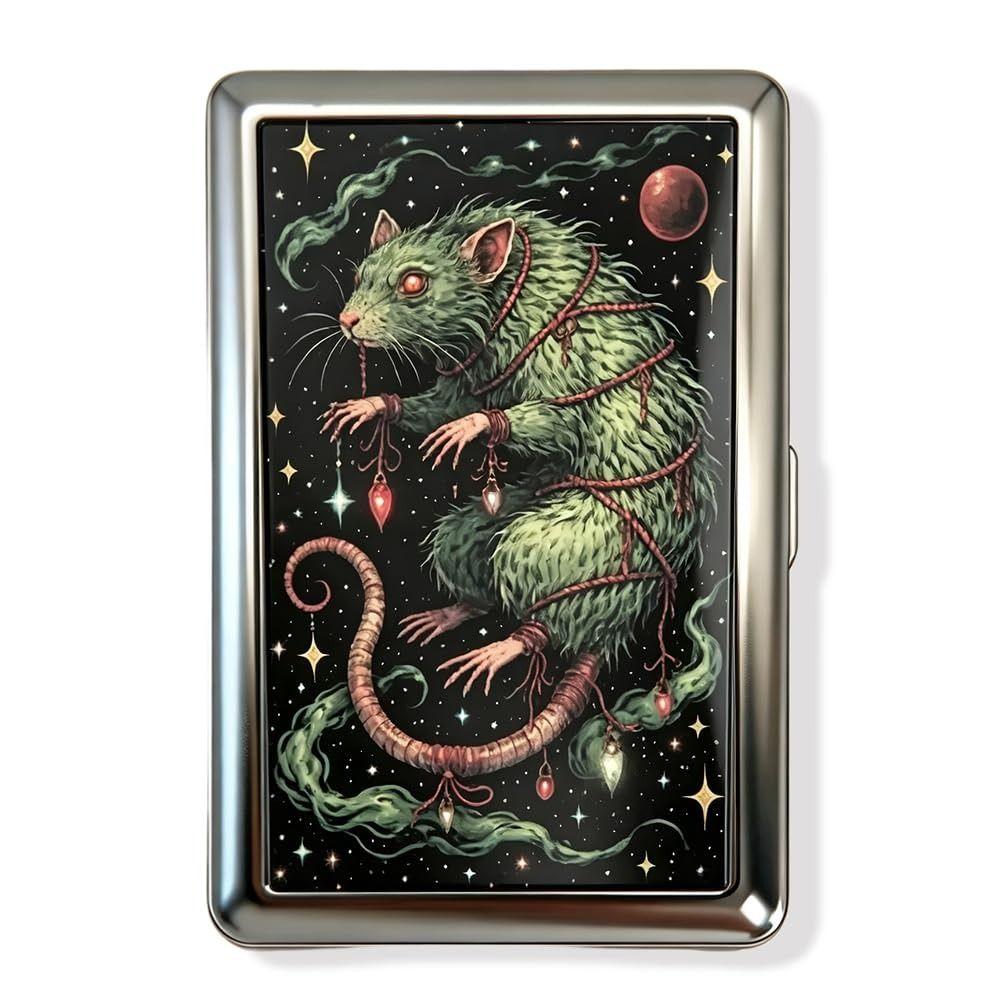 Nouveau Étui à Cartes Métal Vintage Compact Portable Boîtier Métallique Ouverture à Rabat Porte-Cartes Imprimé Vintage Porté Poche