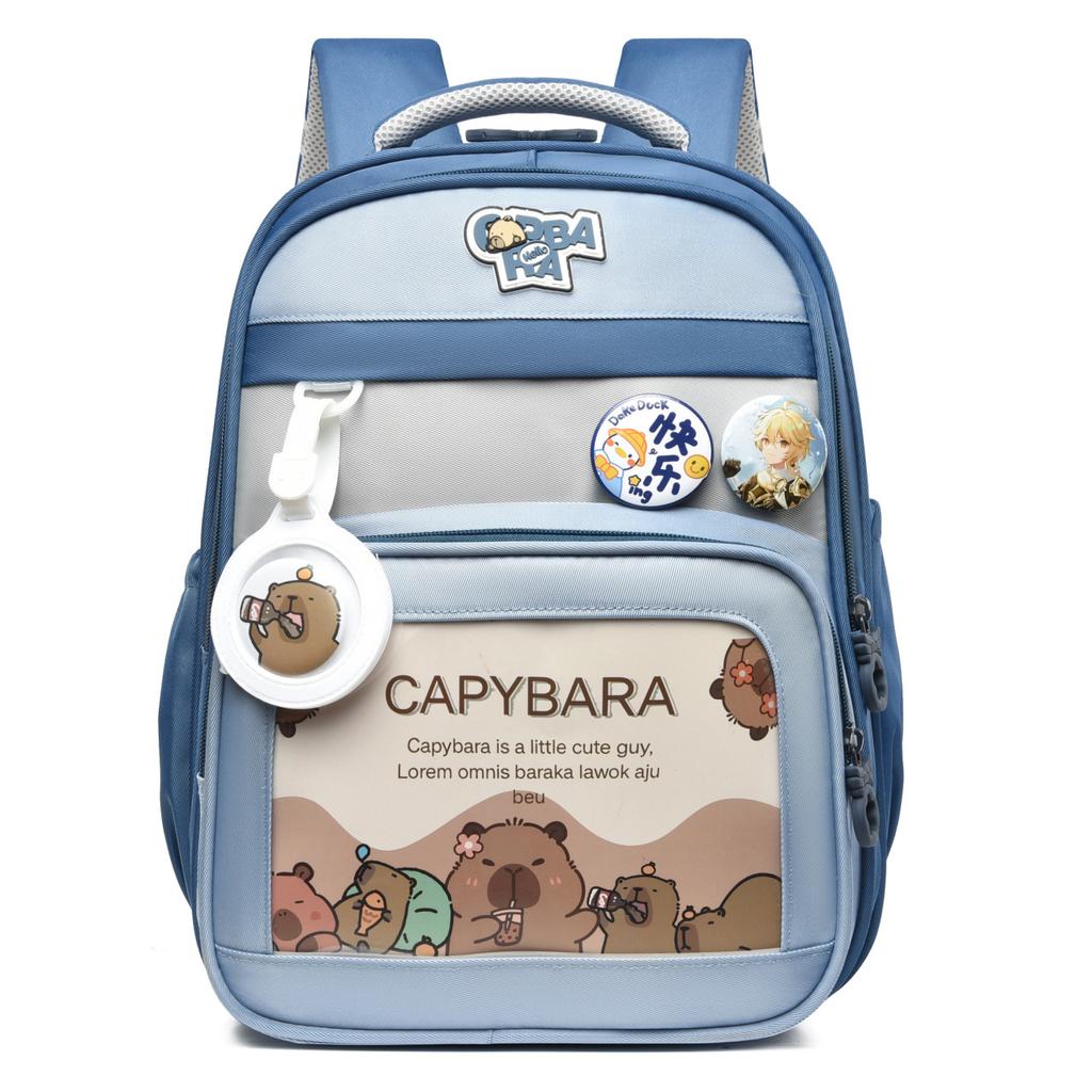 Children's school bag, new cartoon backpack, primary school bag, large-capacity load-reducing ridge backpack, cross