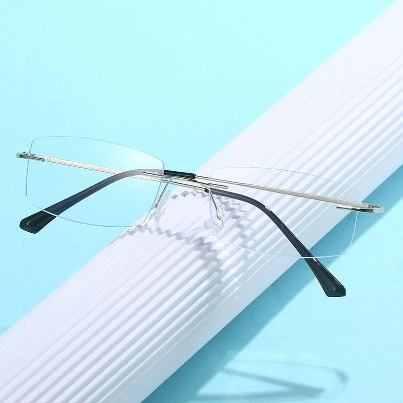 Rimless Men Myopia Glasses Frameles Cut Nearsighted Glasses Anti Blue Light Anti Fatigue Minus Glasses Clear Lens 0 to -6.0