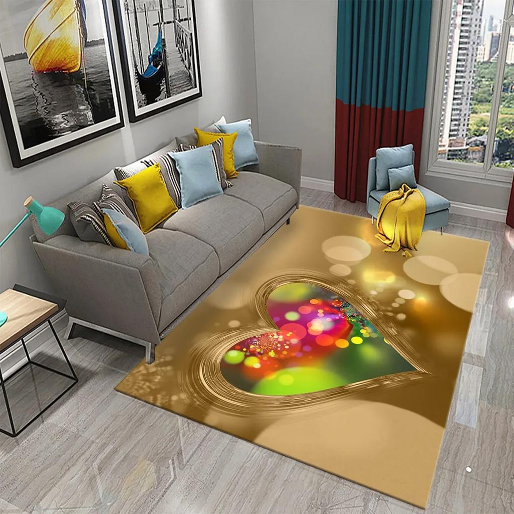 3D Colorful Heart Love Pattern Carpet Bathroom Anti Slip Floor Mat Carpet Rug Living Room Bedroom Entrance Doormat Decor Rugs