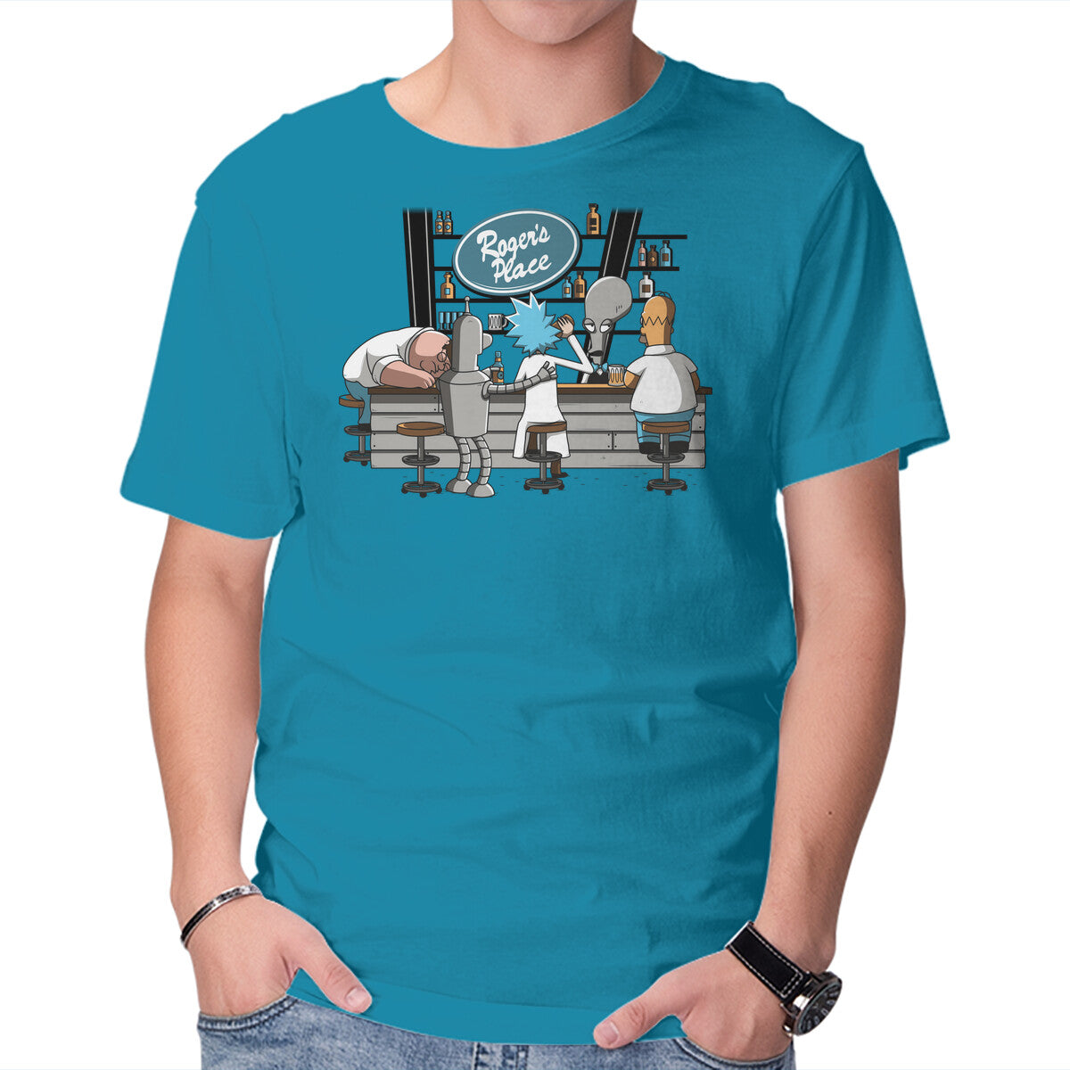 Unisex Crew Neck T-Shirt Roger s Place Graphic Short Sleeve Casual Tee S