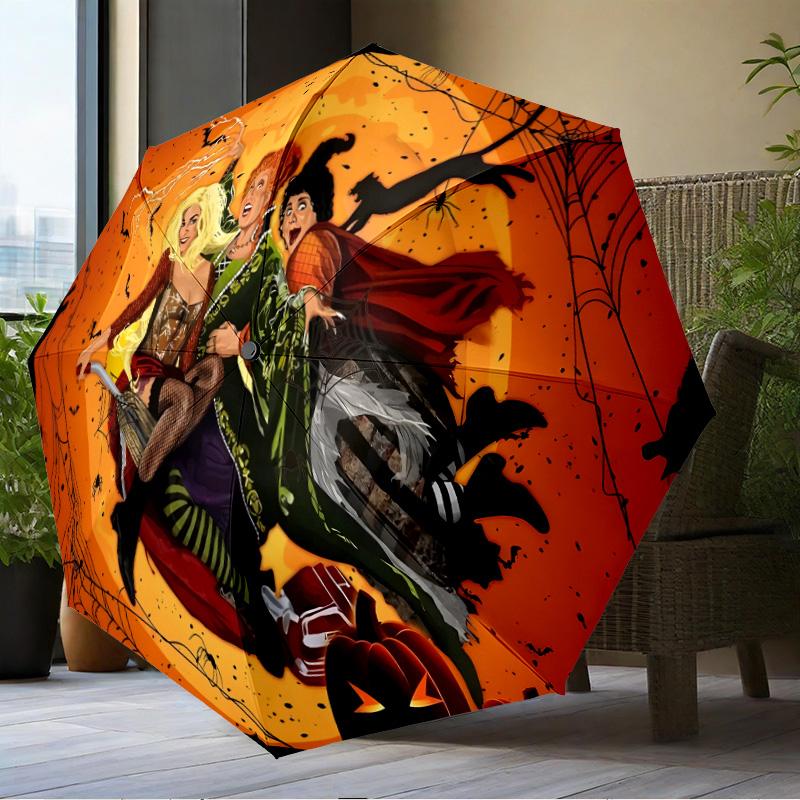 Halloween witch Umbrella Folding umbrella, automatic umbrella 8-Frame for Travel, camping Use Gift for Halloween Christmas
