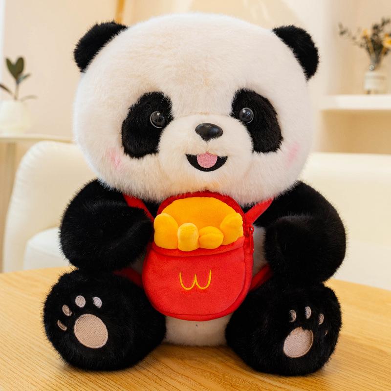 Cute Hamburger Backpack Panda Doll Creative Swimming Circle Red Panda Plush Toy Kids Ragdoll Gift