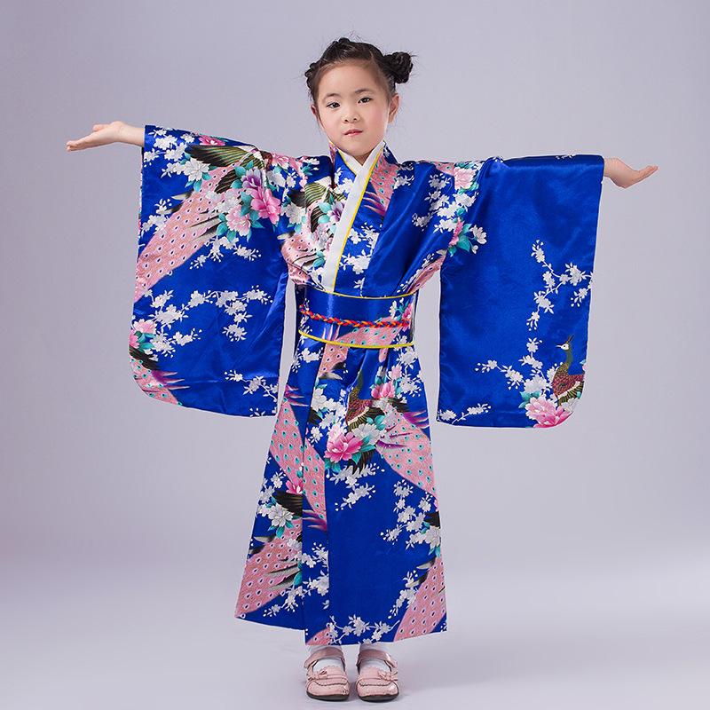 Children's Traditional Japanese Kimono Costume for Women's Cosplay, Performance & School Photo Dress