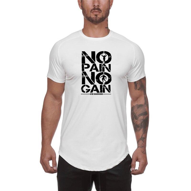 Muscleguys Îmbrăcăminte de gimnastică de vară Îmbrăcăminte fitness pentru bărbați Culturism cu uscare rapidă Tricouri cu mânecă scurtă imprimate fără durere și fără câștig