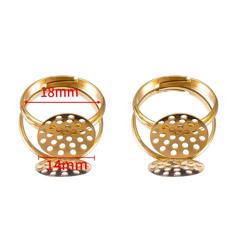 5pcs 10pcs Stainless Steel Ring Base Adjustable Tray Cabochon Settings Blank Bezel Rings Embryos 12mm to 20mm for Jewelry Making