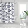 1Pc Minimalist Blue Fish Pattern Shower Curtain, Machine Washable Polyester, Suitable For Bathroom Decor.