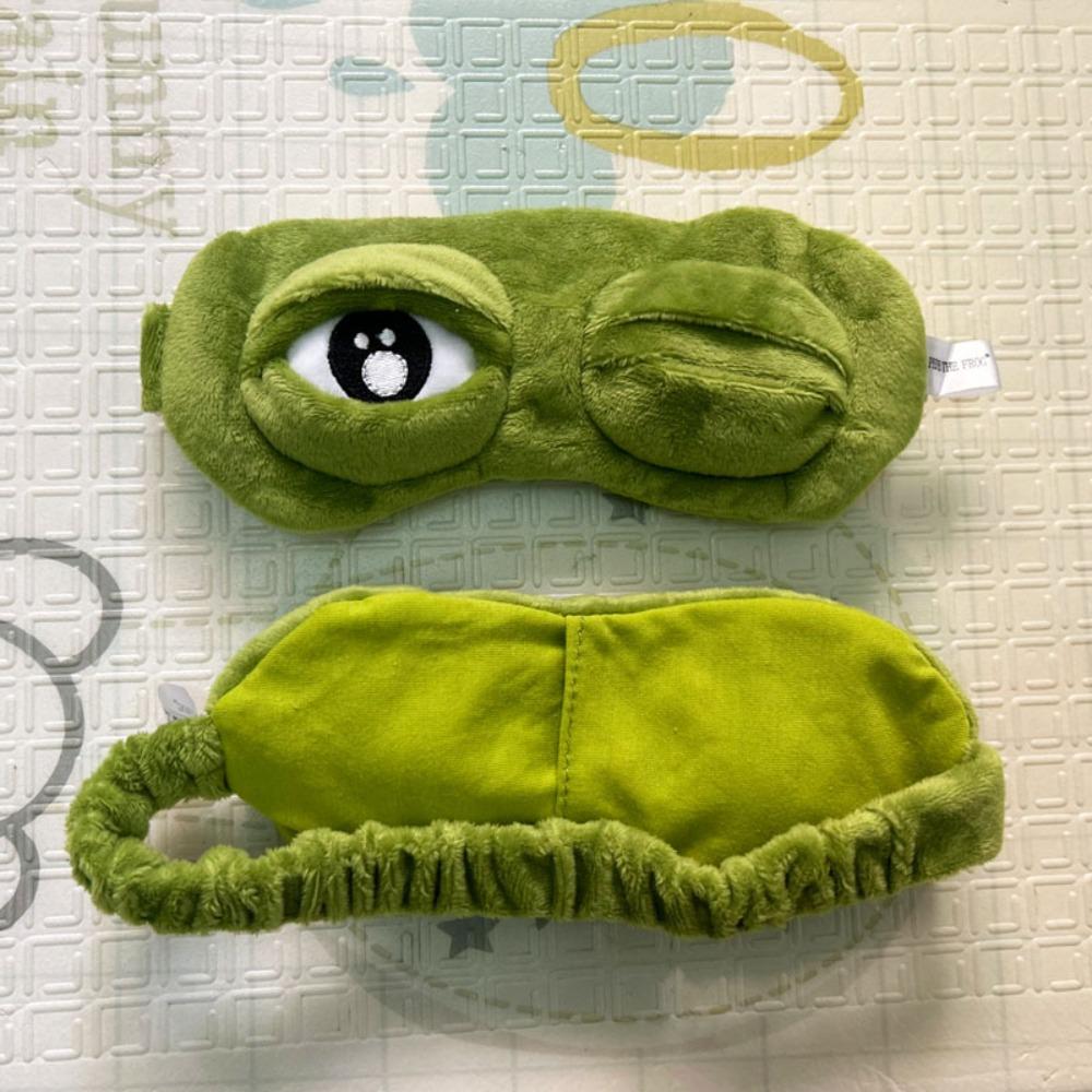 Cartoon Plush Frog Sleep Eye Mask Green Big Eyes Sleeping Eye Cover Plush Sleep Mask  Dream Night
