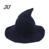 Witch Hat for Halloween Women Pointed Hat, Foldable Wide Brim Knitted Cap, Masquerade Party Prop Cosplay Autumn Winter, Themed Costume Accessory