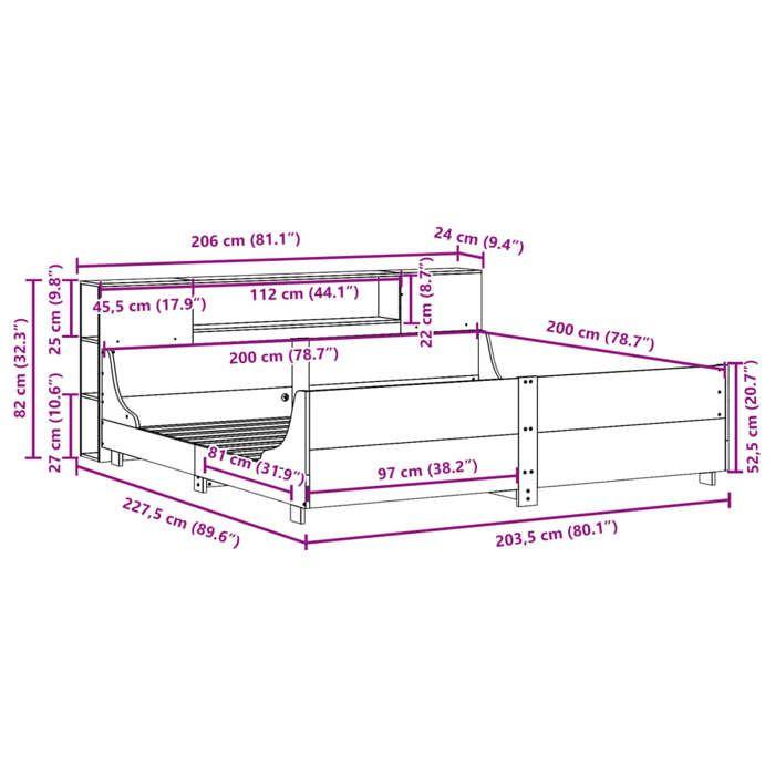 VidaXL Cadre de lit sans matelas cire marron 200x200cm bois pin massif 3323757