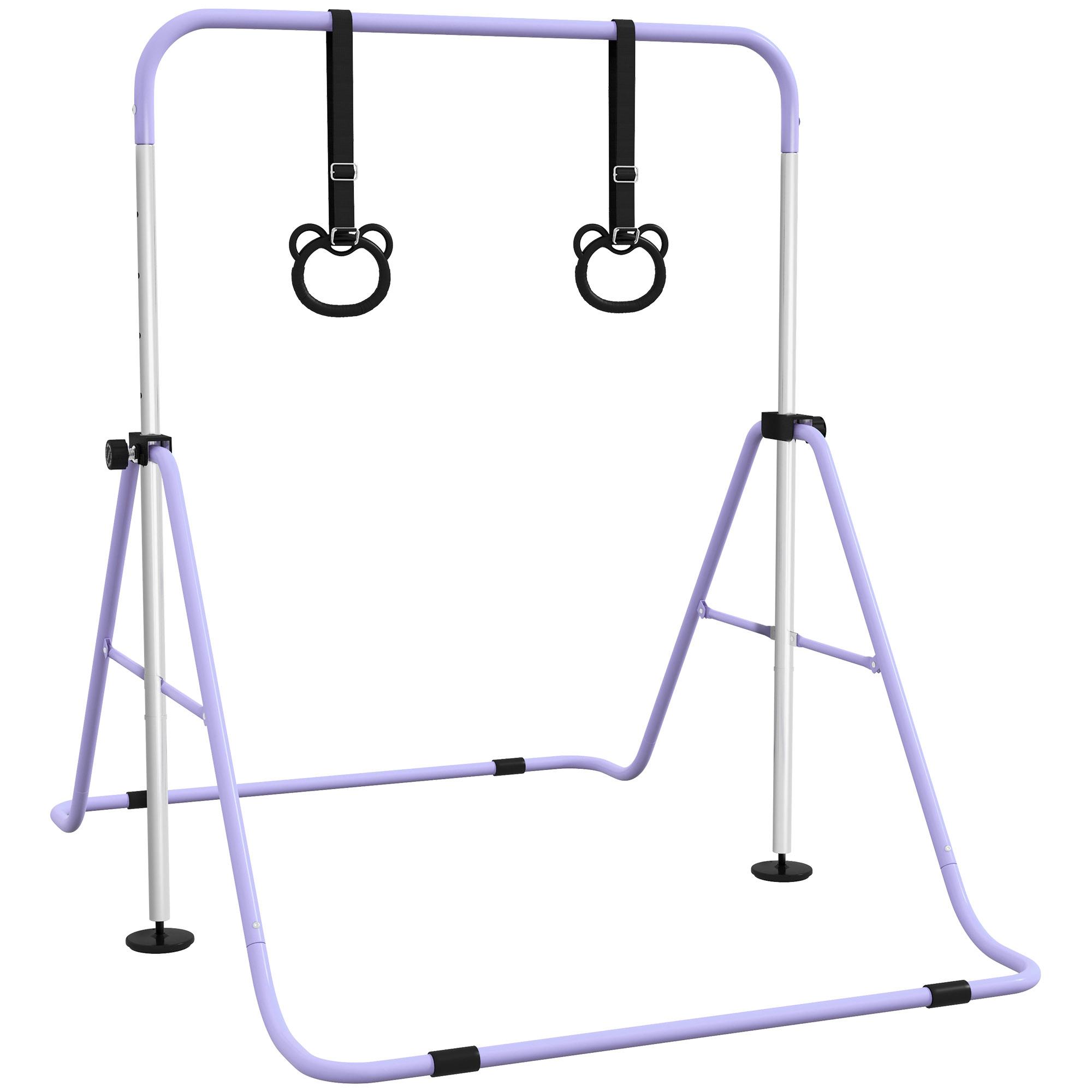 Barre de gymnastique pliable réglable pour enfants W Anneaux de sol en caoutchouc antidérapants Pour 3 ans et plus Violet