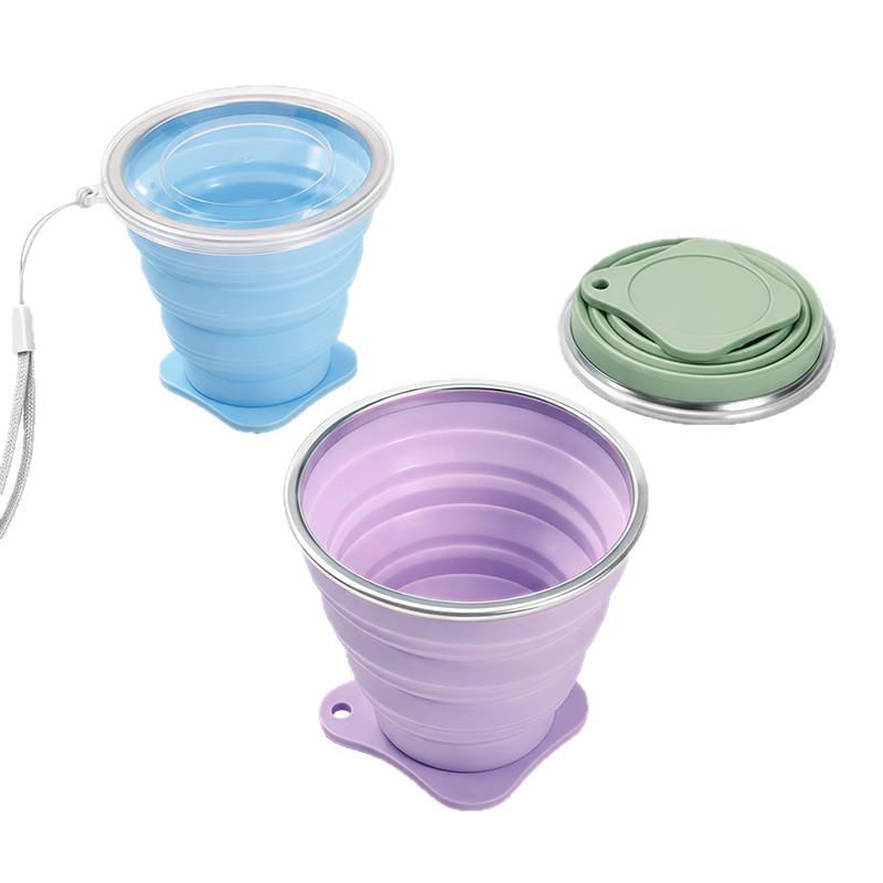 Custom Cartoon Silicone Folding Cup and Retractable Bowl Set for Travel and Daily Use
