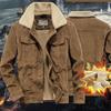 Men's Autumn and Winter Plus Size Padded Thickened Jacket Jacket Solid Colour Loose Lapel Casual Comfortable Corduroy Outerwear