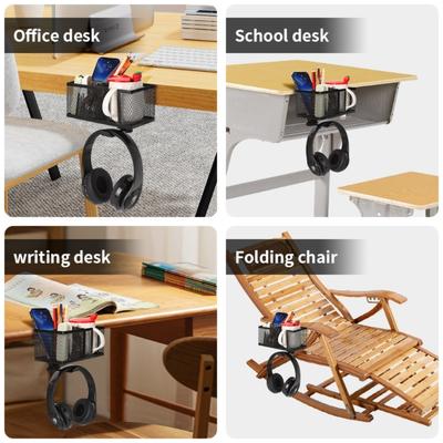 Space Saving Drink Tray Headphone Stand Mountable Under Desk Without Drilling Under Desk Headsets Hanger Gamer Use
