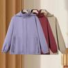 Women's Plus Size Solid Color Hooded Jacket – Drawstring Pocket Windproof Coat (Sizes 3XL-7XL) for Middle-Aged Women