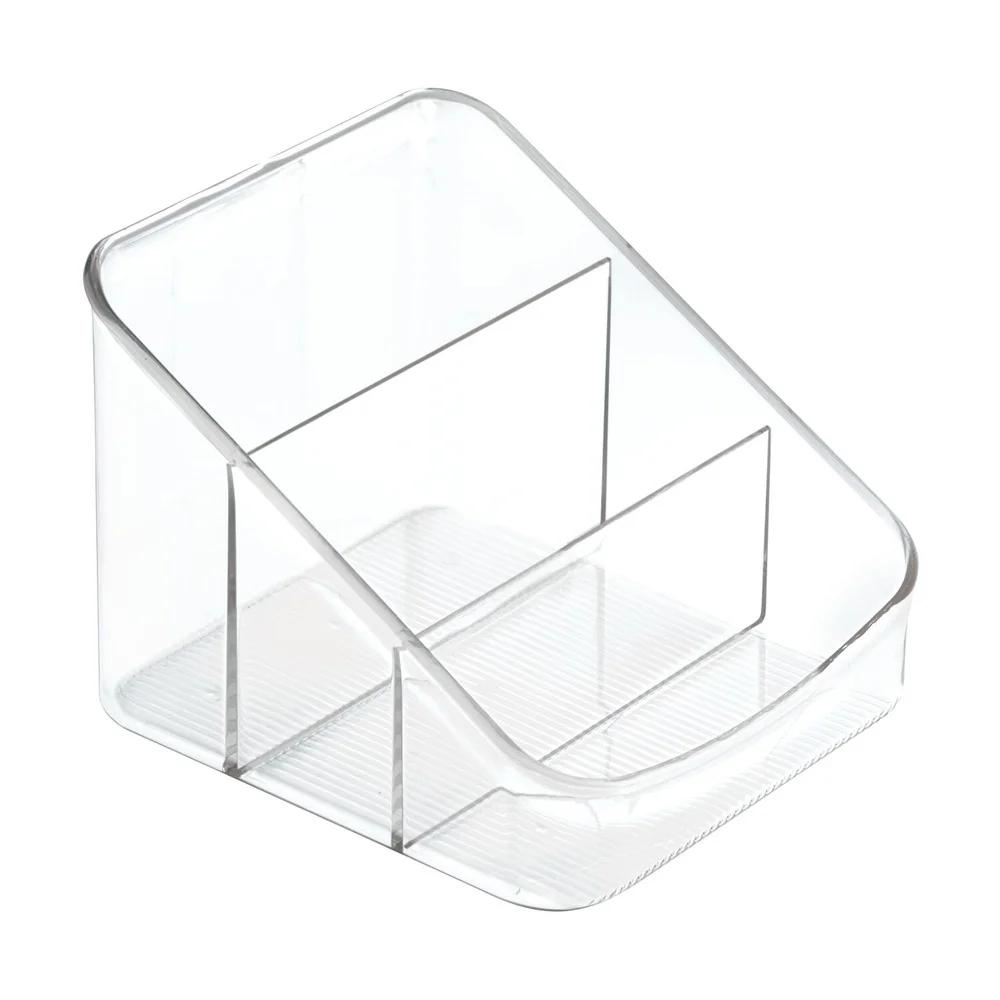 3-Tier Packet Organizer Bin Clear Plastic Storage Tea Bags Coffee Sweeteners Cocoa Mix Countertop Bathroom Office Use