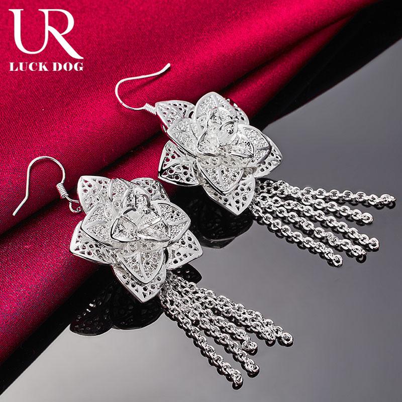 925 Sterling sølv romantiske blomst Piercing øredobber Fasjonable bryllup smykker