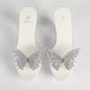 Women's Clear Transparent Platform Slippers,  Thick Curved Block Heels, Sparkly Rhinestone Summer Sexy Slip On Sandals