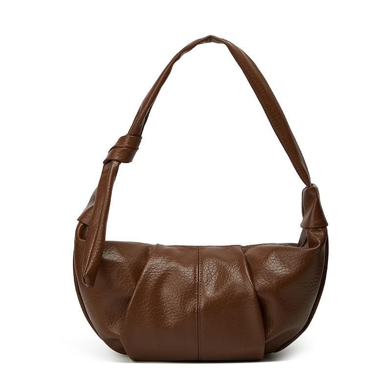 Lazy Wind Casual Versatile Commuter Shoulder Messenger Bag Large Capacity Retro Soft Leather Pleated Dumpling Bag