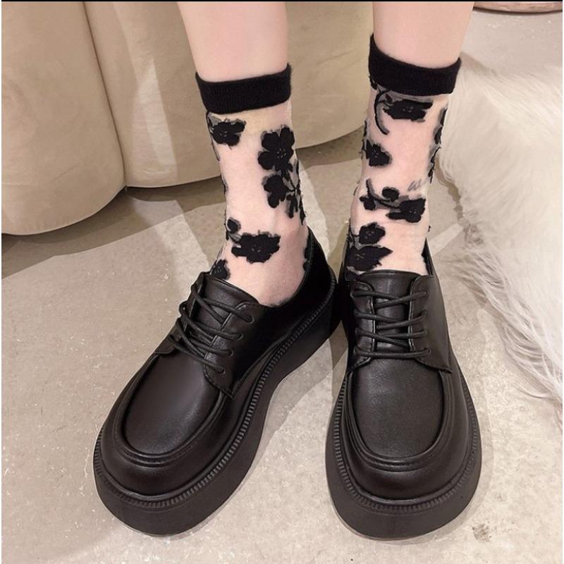 Spring/Autumn New Sponge Cake Thick Sole Lace-up Comfortable Casual Women's Shoes Retro Round-toe Jane Single Shoes