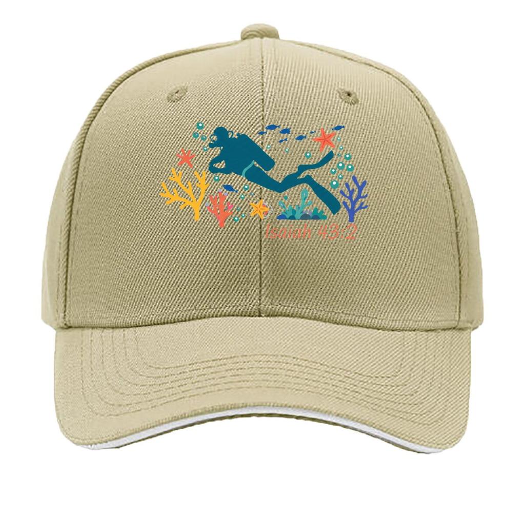 Isaiah Scuba Diver Ocean Coral Fish Sandwich Baseball Cap Sun Cap Outdoor Workouts Hat