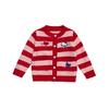 Autumn 2025 Girls' Knitted Cardigan: Cute KT Cartoon Striped Sweater for Baby Girls