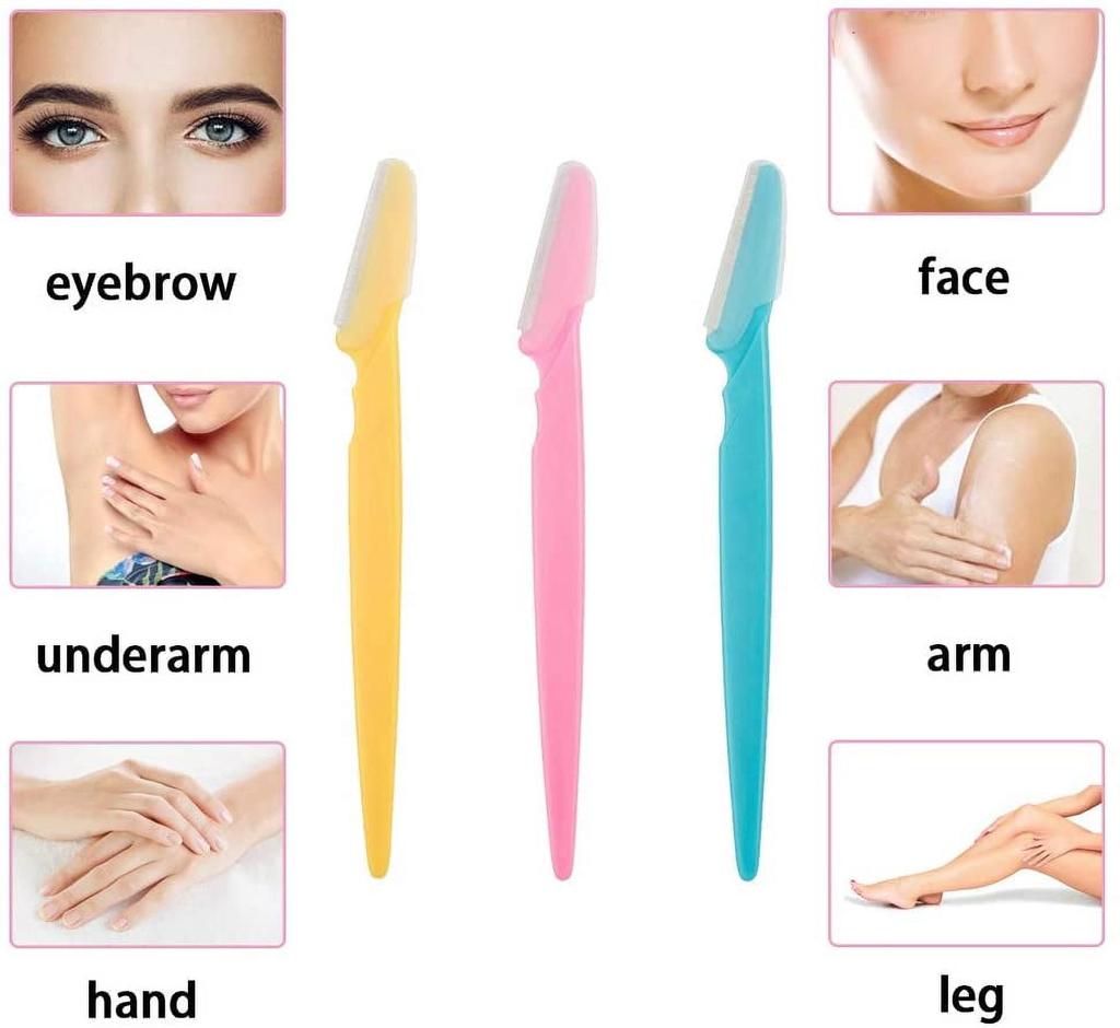 Exfoliating Dermaplaning Tool Facial Razor Eyebrow Shaver with Precision Cover, 6 Pack Stainless Steel Blades for Peach Fuzz Removal