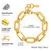Stainless Steel Chunky Chain Bracelet for Women, Adjustable Geometric Link Wrist Chain Bracelet,  Gold Plated Waterproof Jewelry